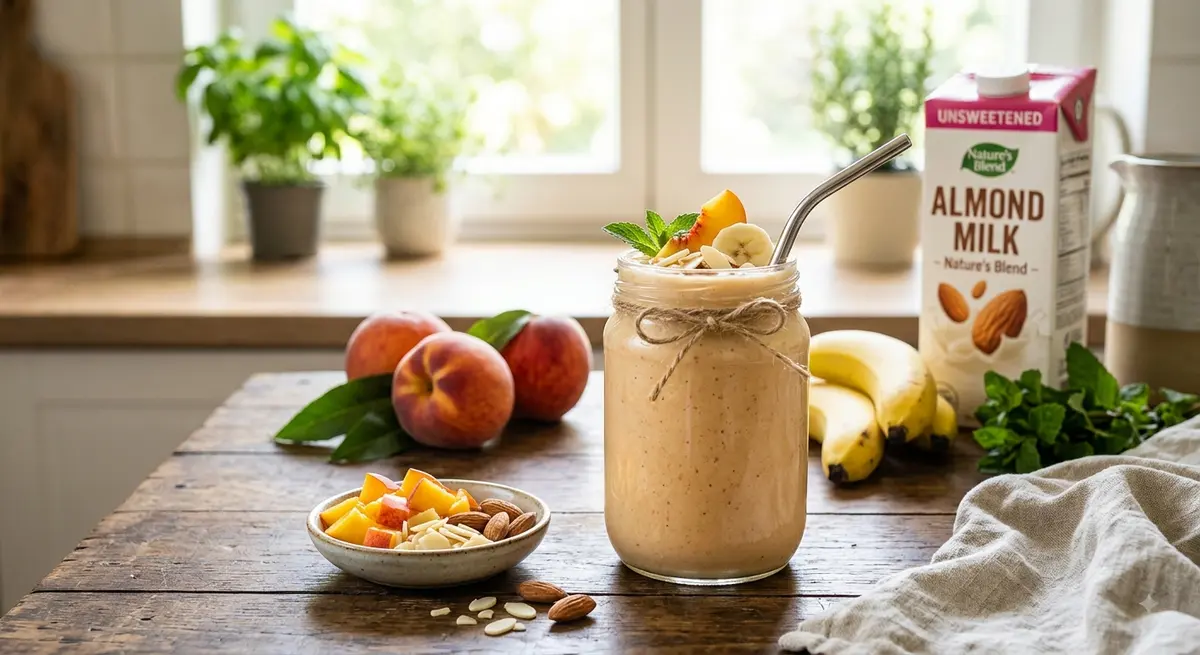 Peach Banana Almond Milk Smoothie